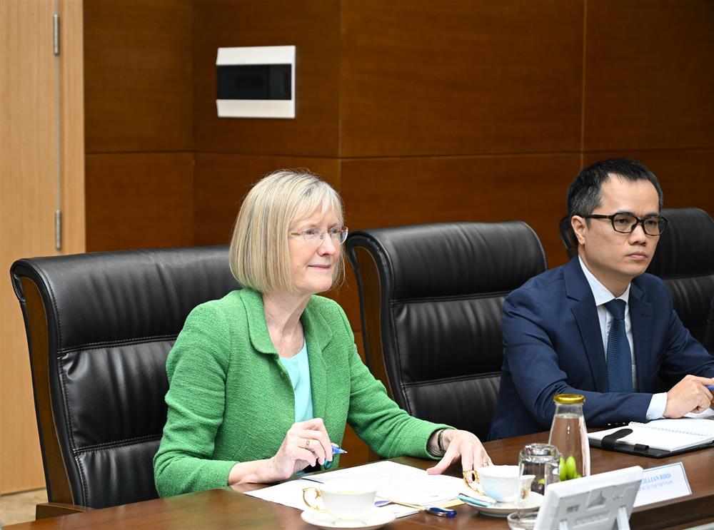 Ambassador Gillian Bird speaks at the meeting.